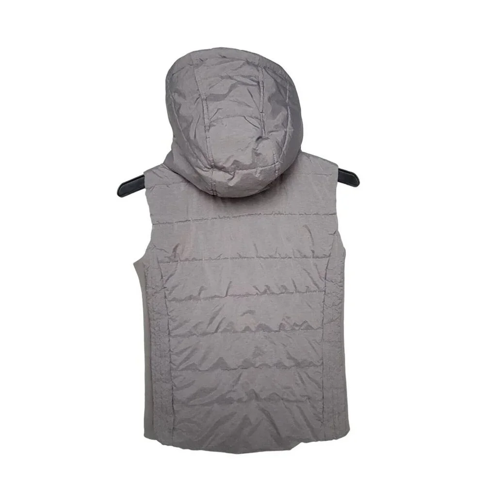 ✨XS Women's Winter Vest New York and Company Puffy hooded lightweight warm Gray✨ - Picture 2 of 5